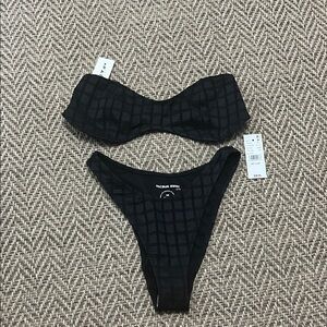 PACSUN swim Black Textured XS Bikini Set NWT